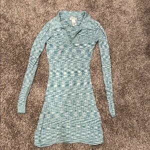 Stylish Blue Long Sleeve Dress
